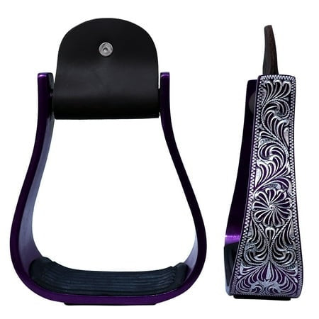 HILASON Western Aluminum Horse Stirrups Floral Purple - Riders Choice Supply Co