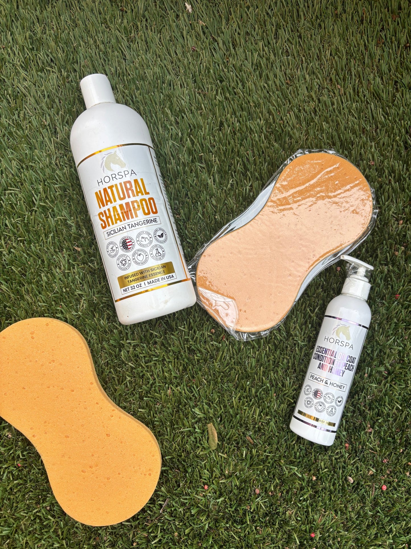 Bundle Pure Morocco Argan Oil Shampoo 32oz plus Essential Oil Coat Conditioner Peach and Honey 16oz with Sponge applicator