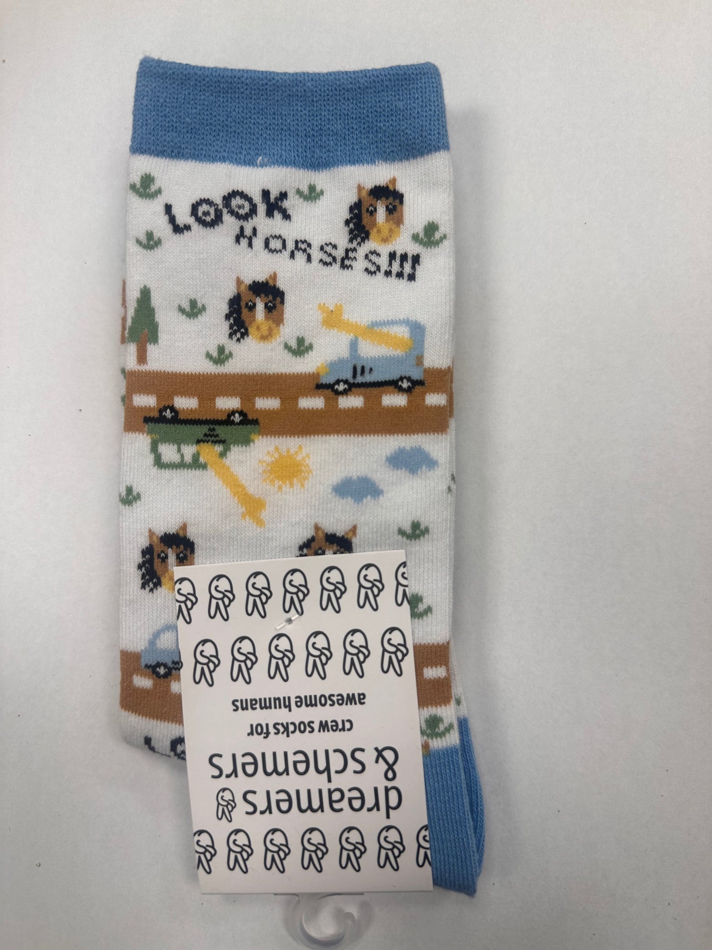 Dreamers & Schemers Look Horses! Knit Crew Socks Womens 5-11 - Riders Choice Supply Co