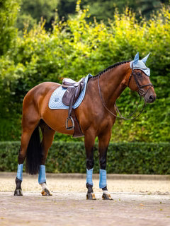 Equestrian Stockholm Ear Bonnet Modern Midsummer Blue - Full