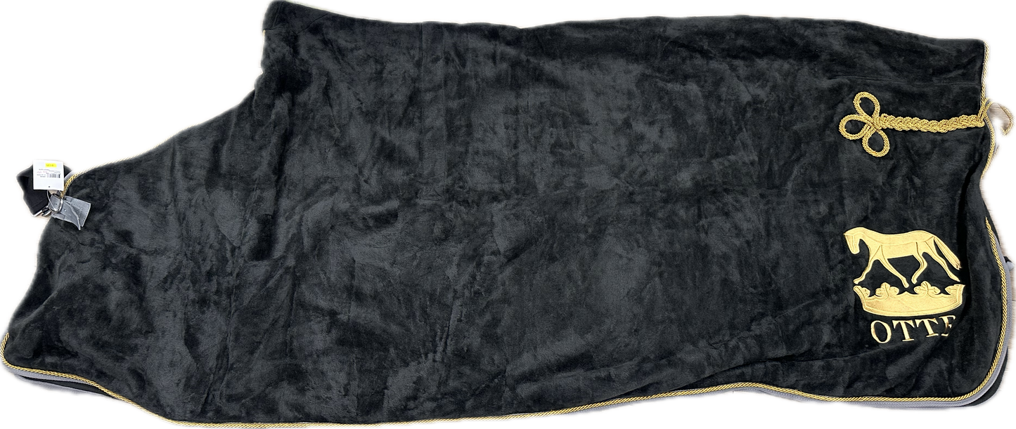 OTTB Fleece Dress Sheet Cooler 84-86" Black/Gold/Grey - Riders Choice Supply Co