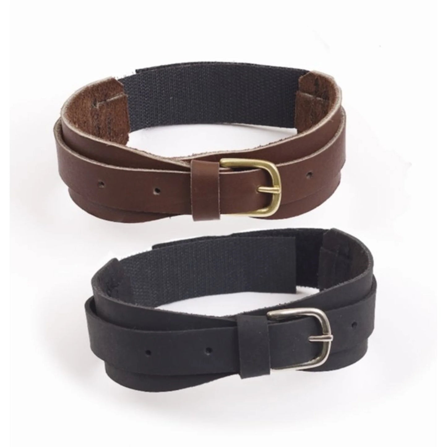 Black Leather Easy-on Garter Straps Velcro - Black - Riders Choice Supply Co