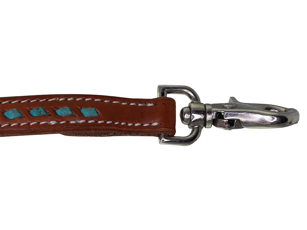Western Split Reins with Turquoise Buckstitching - Riders Choice Supply Co