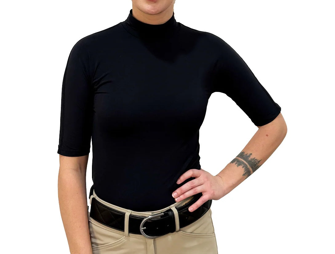 The Tailored Sportsman™ IceFil® Short-Sleeve Mock Neck Sun Shirt - BLACK