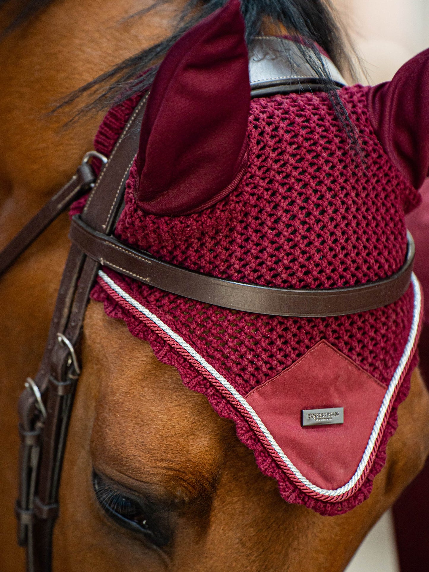 Equestrian Stockholm Ear Bonnet Bordeaux - Full - Riders Choice Supply Co