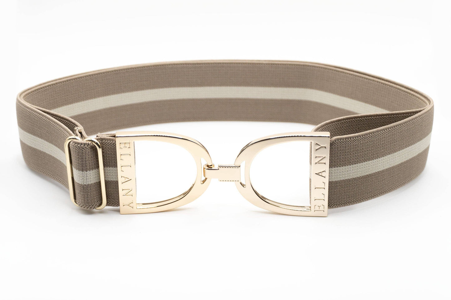 Taupe & Cream - 1.5" Gold Stirrup Elastic Belt - Riders Choice Supply Co