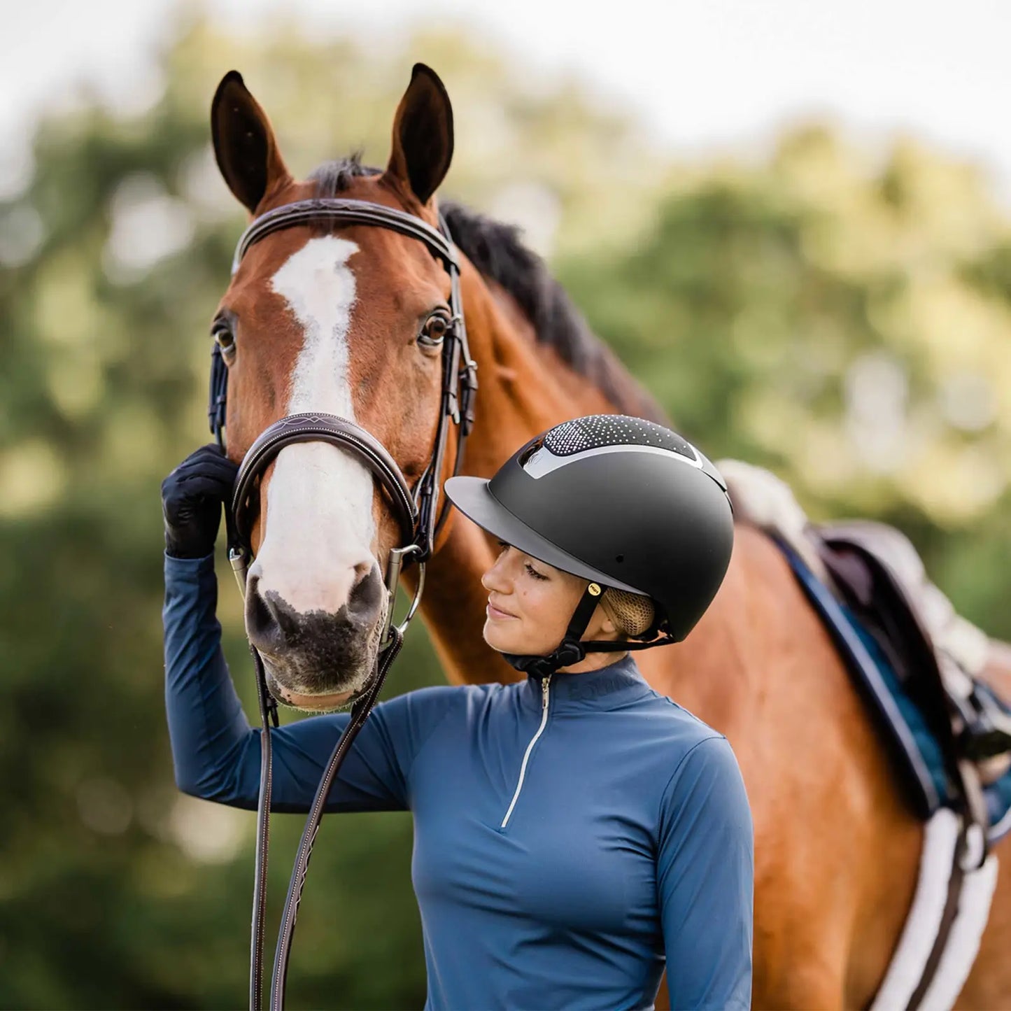 Equinavia Crown MIPS Riding Helmet, Black/Silver Crystal