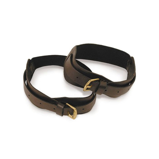 Black Leather Easy-on Garter Straps Velcro - Black - Riders Choice Supply Co