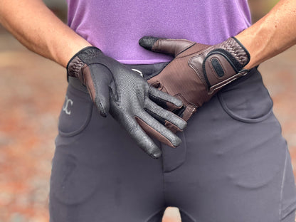 Tackified Copper Tech™️ Leather Premium Riding Glove in Brown - Riders Choice Supply Co