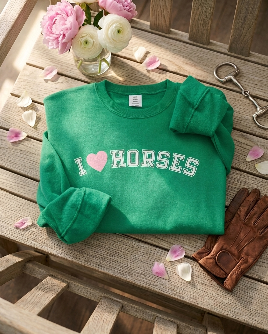 I Love Horses Sweatshirt (Green)