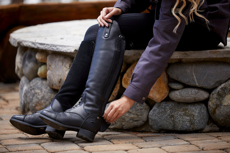 Kid's Heritage Contour Field Zip Tall Riding Boots in Black Leather US 5 Tall Slim