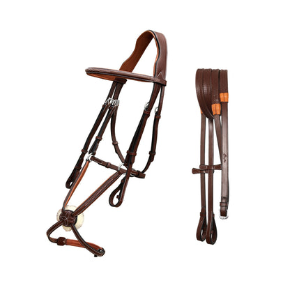 ExionPro Designer Fancy Stitched Figure 8 English Bridle With Rubber Reins