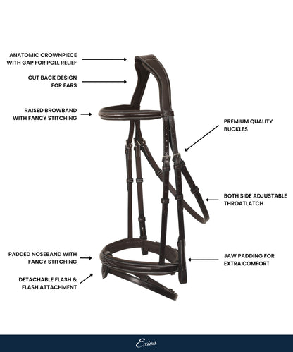 ExionPro 'Phoenix' Convertible Jumping Bridle with Removable Flash & Reins