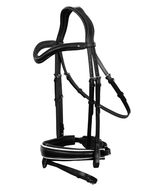 Exion 'Vega' White Piping Dressage Bridle with Reins