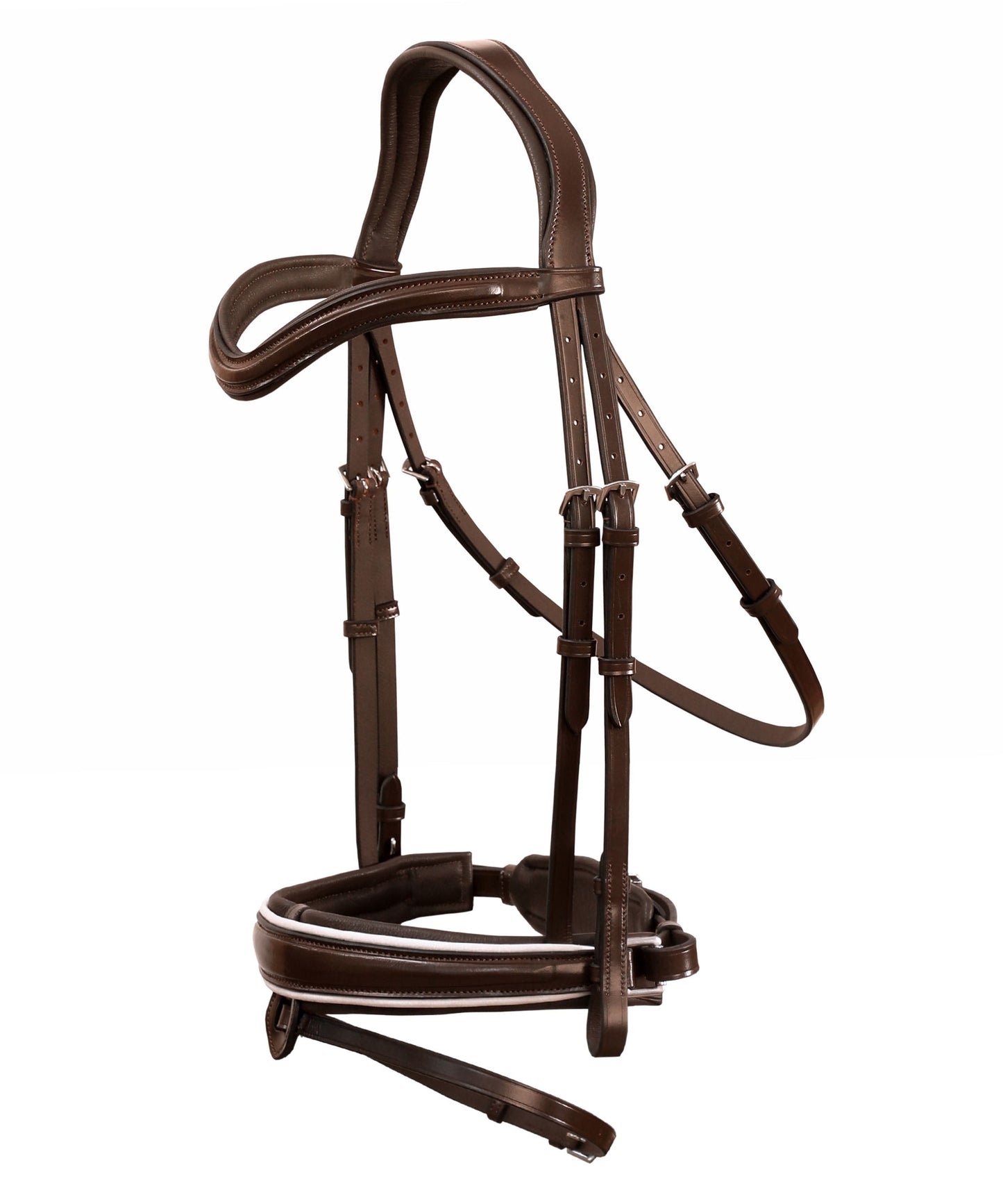 Exion 'Vega' White Piping Dressage Bridle with Reins