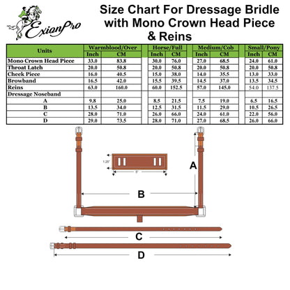 ExionPro Broad Wave Shape Designer Fancy Dressage Bridle & Web Reins