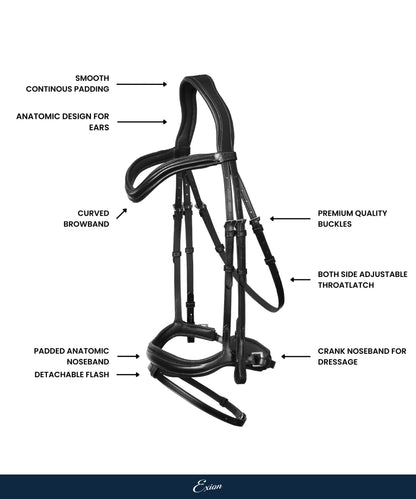ExionPro 'Ursa' Anatomic Dressage Bridle with Reins