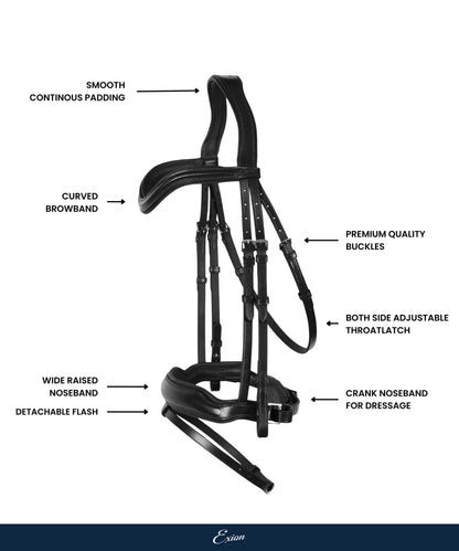 ExionPro 'Leo' Classic Dressage Bridle with Reins