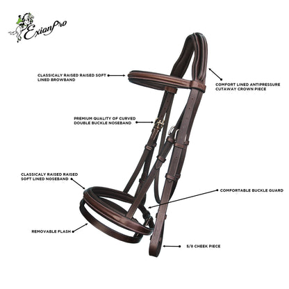 ExionPro Pressure Relief Crown Raised Padded Jumping Bridle with Reins
