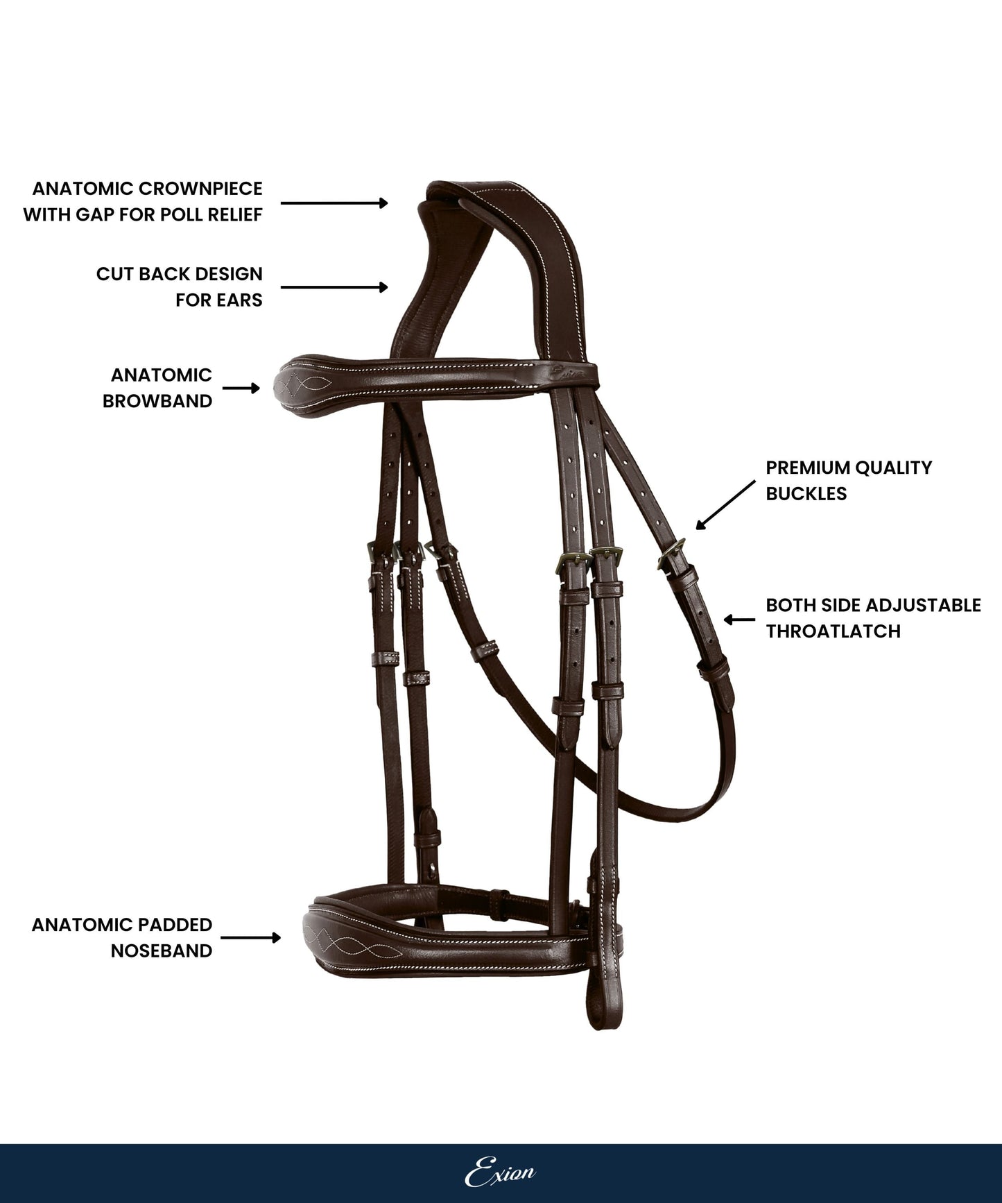 ExionPro 'Perseus' Anatomical Jumping Bridle without Flash with Reins
