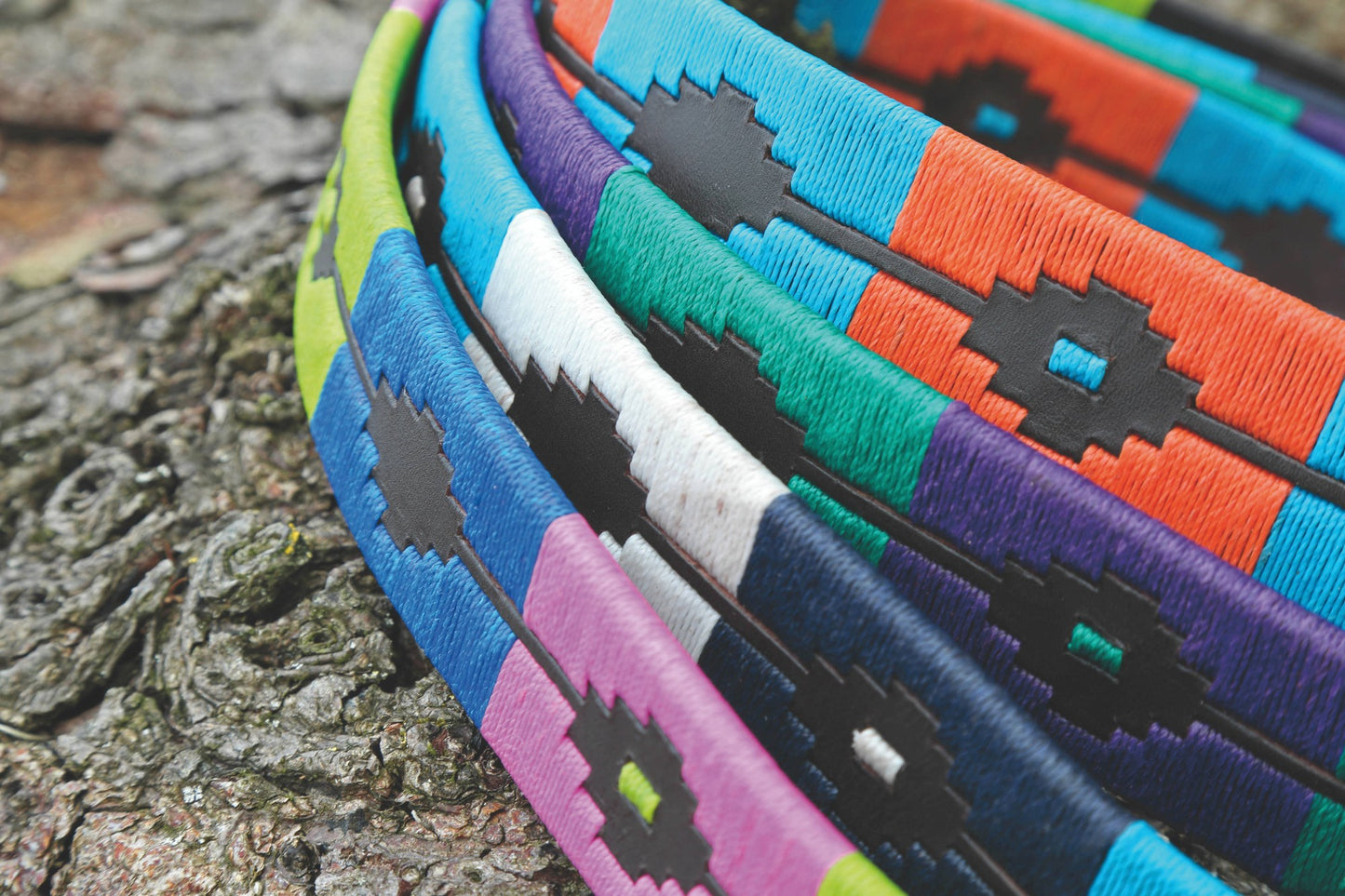 Shires Moreno Polo Belt - Purple/Green - 70CM