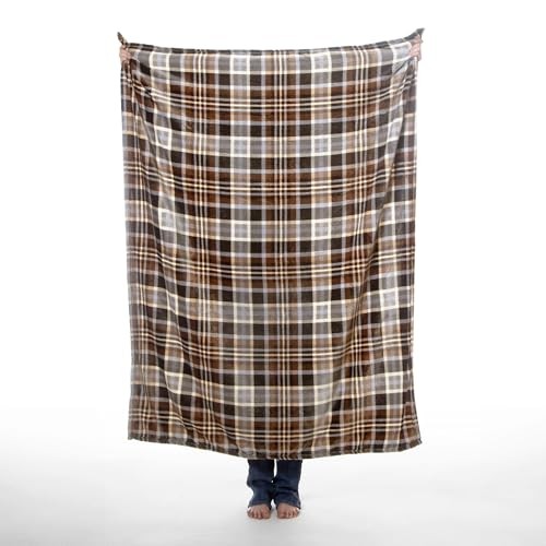 Carstens Plush 2 in 1 50"x60" Travel Blanket- Grey & Chestnut Plaid - Riders Choice Supply Co
