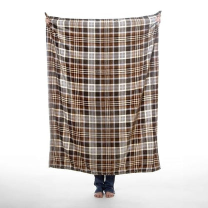 Carstens Plush 2 in 1 50"x60" Travel Blanket- Grey & Chestnut Plaid - Riders Choice Supply Co