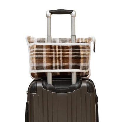Carstens Plush 2 in 1 50"x60" Travel Blanket- Grey & Chestnut Plaid - Riders Choice Supply Co