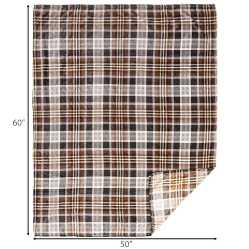 Carstens Plush 2 in 1 50"x60" Travel Blanket- Grey & Chestnut Plaid - Riders Choice Supply Co