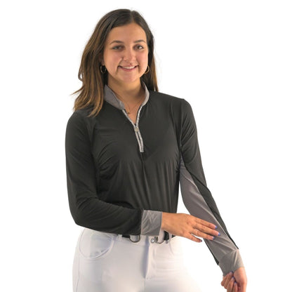 Cool and Comfortable Black Sun Shirt with Glitter Bars - Riders Choice Supply Co