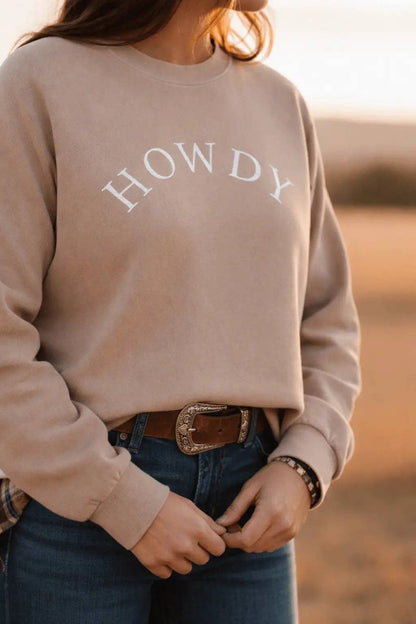 Howdy Pigment-Dyed Sweatshirt (Vintage Beige)