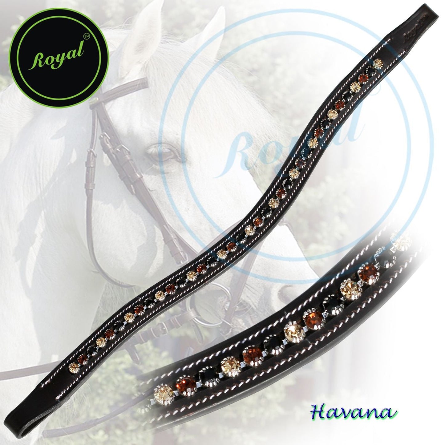 ExionPro Glittering Jet Black, Smoke Topaz and Light Topaz Crystal Browband