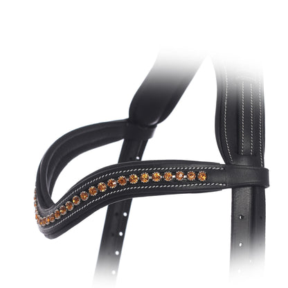 ExionPro Elegant Deep Curved Soft Padded Topaz Crystal Decorated Browband