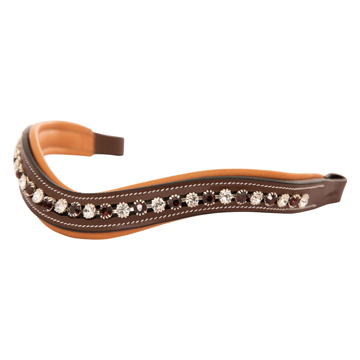 ExionPro Elegant Soft Padded Clear Crystal, Burgundy Colored Crystal Browband