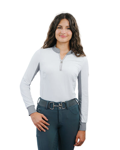Cool and Comfortable White Sun Shirt with Glitter Bars - Riders Choice Supply Co