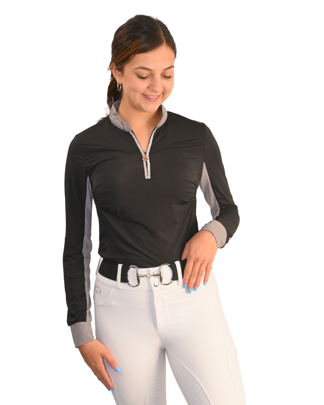 Cool and Comfortable Black Sun Shirt with Glitter Bars - Riders Choice Supply Co