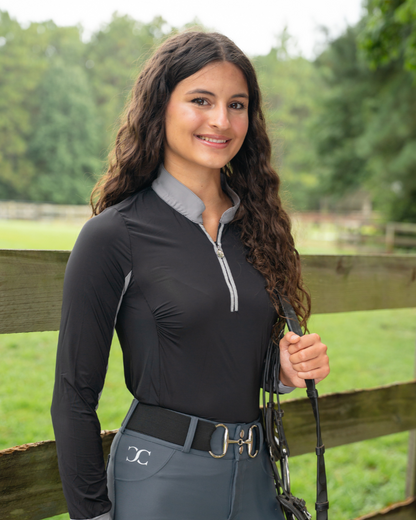 Cool and Comfortable Black Sun Shirt with Glitter Bars - Riders Choice Supply Co