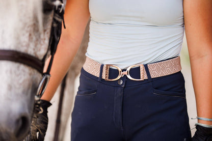 Taupe Tribal - 1.5" Rose Gold Stirrup Elastic Belt - Riders Choice Supply Co