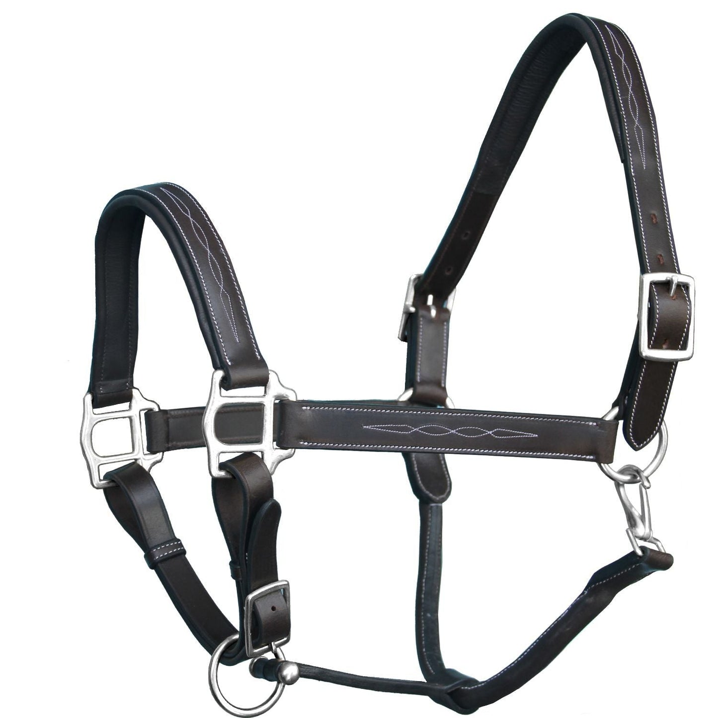 ExionPro Fancy Stitched Halter - Brass Nickel Hardware
