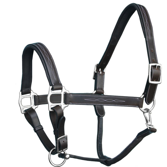ExionPro Fancy Stitched Halter - Brass Nickel Hardware