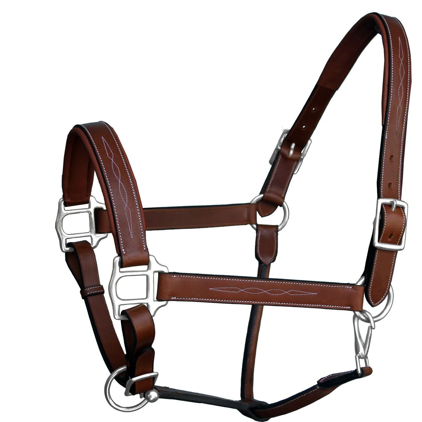 ExionPro Fancy Stitched Halter - Brass Nickel Hardware