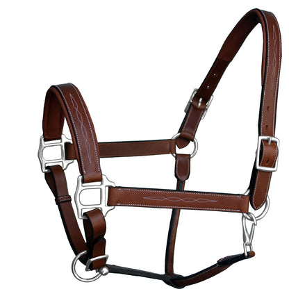 ExionPro Fancy Stitched Halter - Brass Nickel Hardware