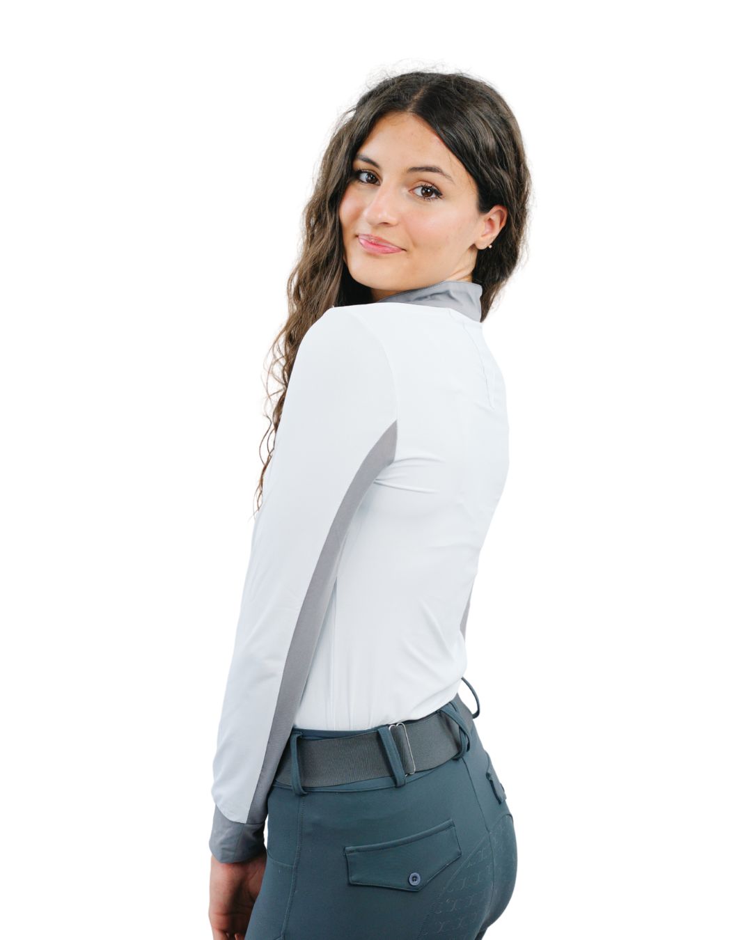 Cool and Comfortable White Sun Shirt with Glitter Bars - Riders Choice Supply Co