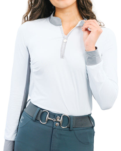 Cool and Comfortable White Sun Shirt with Glitter Bars - Riders Choice Supply Co