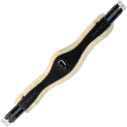 ExionPro Fancy Stitched 'Snap' Girth - Navy Blue Elastic with White Lines