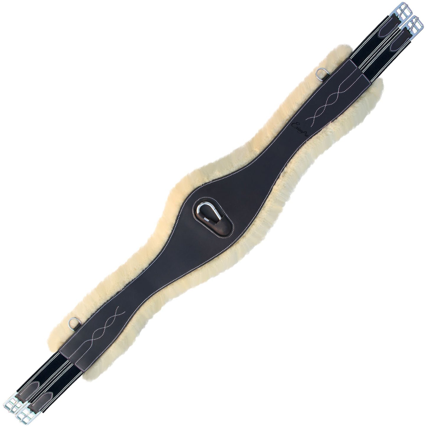 ExionPro Fancy Stitched 'Snap' Girth - Navy Blue Elastic with White Lines