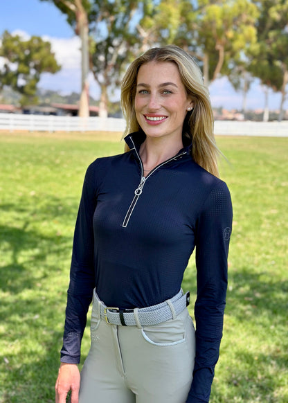 Breezi Womens Perforated Zip Up Long Sleeve Technical Riding Shirt - Riders Choice Supply Co