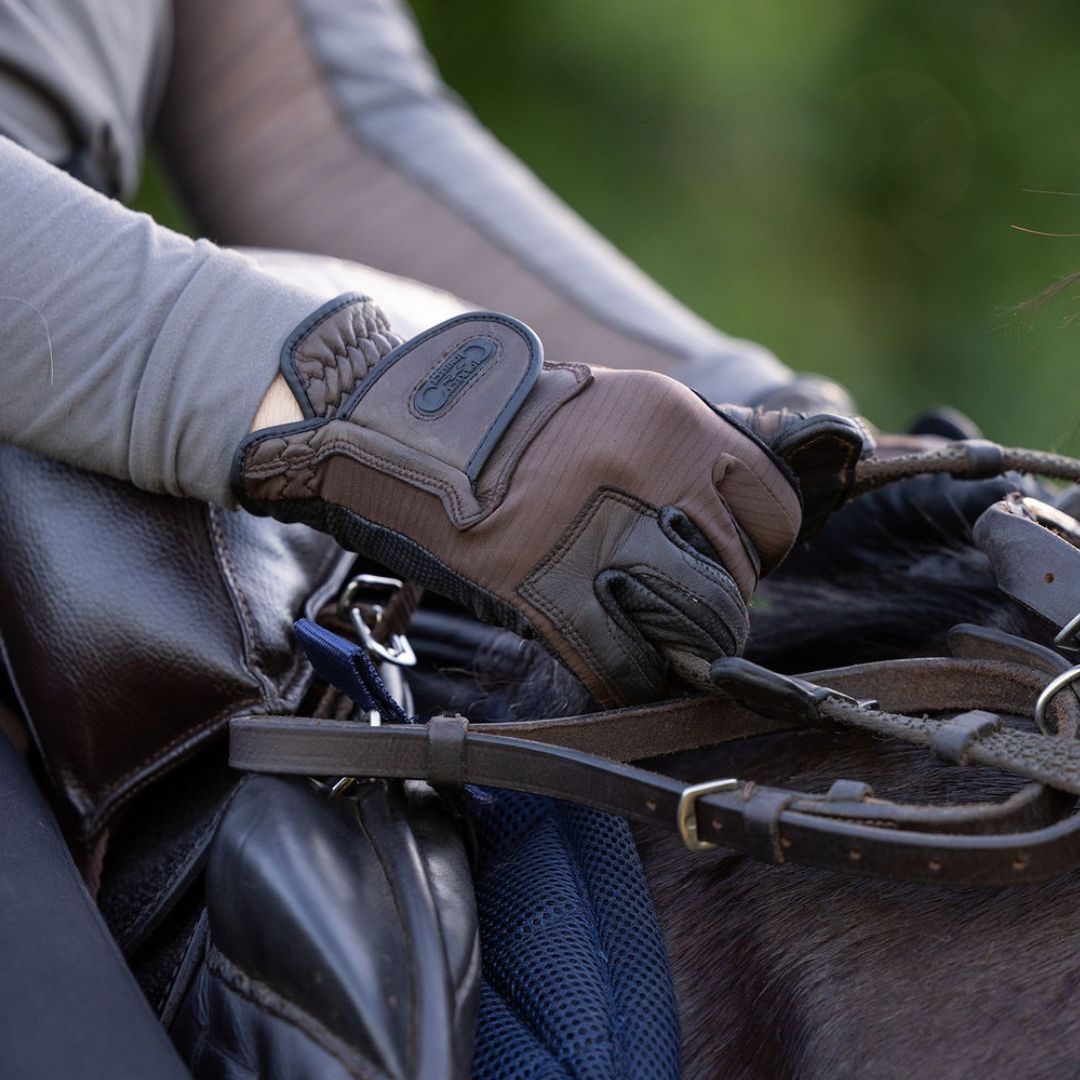Tackified Copper Tech™️ Leather Premium Riding Glove in Brown - Riders Choice Supply Co