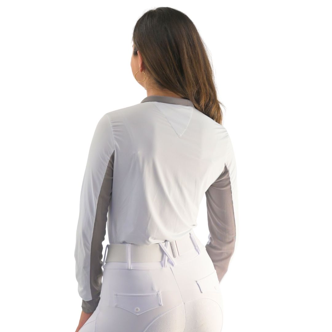 Cool and Comfortable White Sun Shirt with Glitter Bars - Riders Choice Supply Co