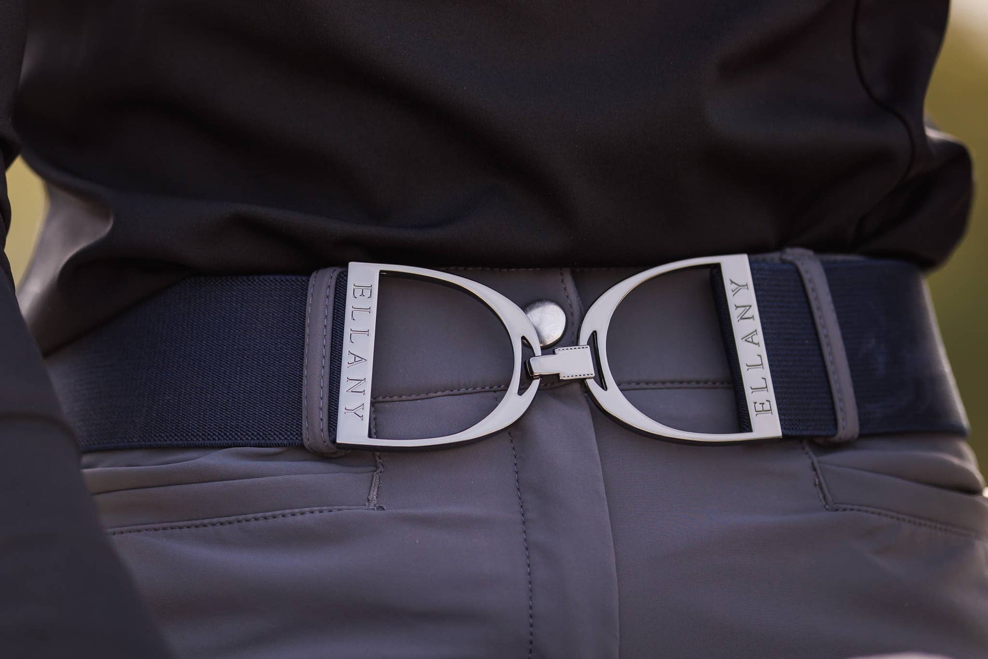 Navy - 2" Gunmetal Stirrup Equestrian Elastic Belt - Riders Choice Supply Co